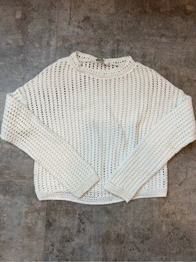 Vince Cream Crochet Crewneck Sweater